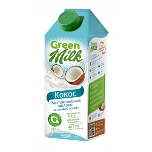 Напиток кокосовый на соевой основе "Kokos professional" "Green Milk" 1л, 12шт/кор