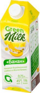 Напиток соевый со вкусом банана " Green Milk" 0,75 л*12шт/кор,